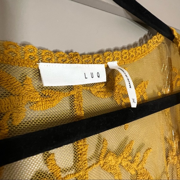 Lightly Worn Ashley Lace Kimono in mustard by LUQ in XL🌞 - Picture 12 of 14